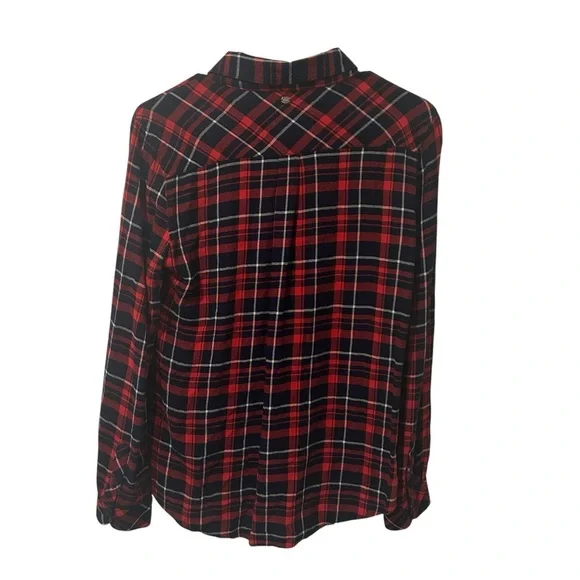 Guess Los Angeles Women’s Plaid Button-Up Shirt Red Navy lightweight Size S - Picture 3 of 6